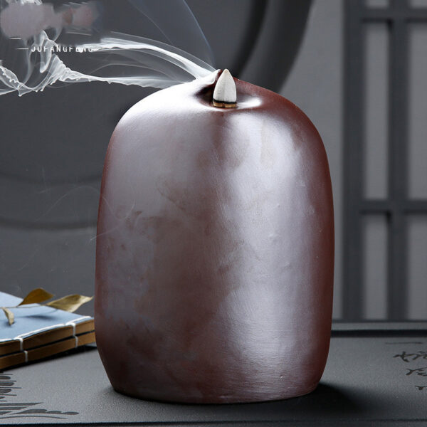 Guanyin Sitting Lotus Back Flow Incense Burner Ceramics For Buddha At Home - Image 3