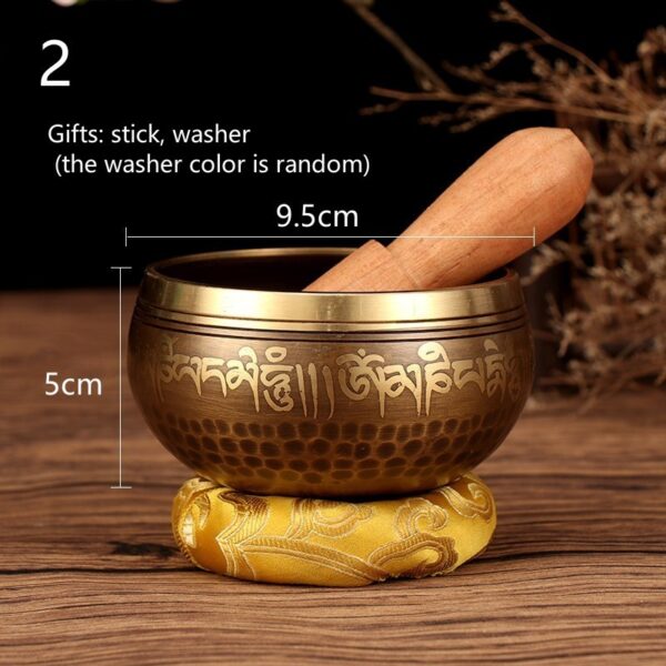 Tibetan Nepal Handmade Singing Bowls Set Buddha Mantra Design - Image 5