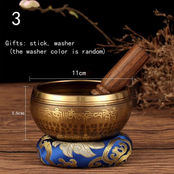 Tibetan Nepal Handmade Singing Bowls Set Buddha Mantra Design - Image 6