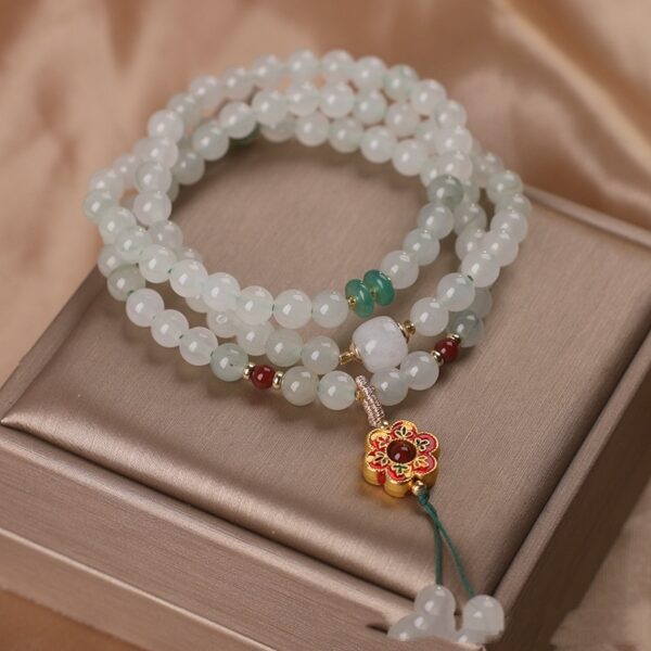 Chinese Style Retro Multi-circle Hetian Jade Beaded Bracelet - Image 10