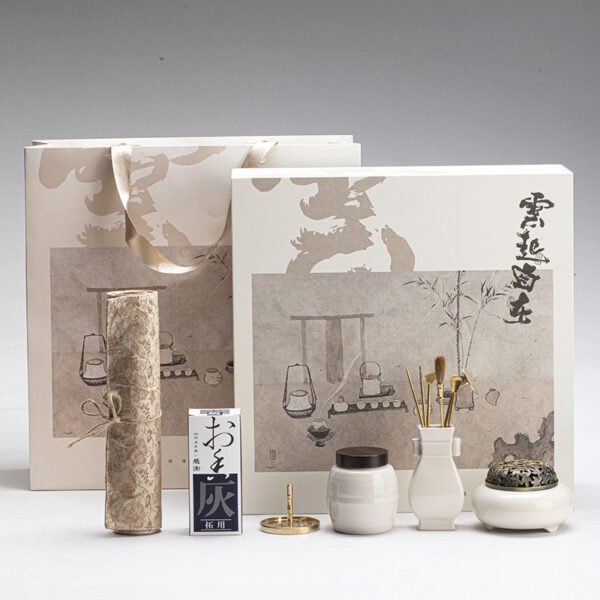 Chinese Style Grass And Wood Gray Censer Set Incense Burner Pure Copper Gift Box Tea Ceremony Utensils Ceramic Incense Burner - Image 6
