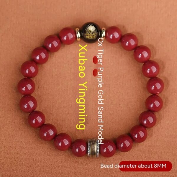Cinnabar Bracelet Men's Purple Gold Sand Benming Buddha Bracelet - Image 4