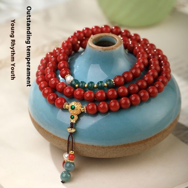 New Chinese Style Southern Red Agate Bracelet Three Ring Bracelet - Image 4