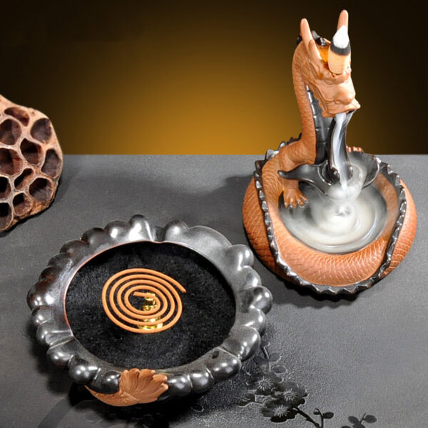 Chinese Zen Ceramic Backflow Incense Burner Agarwood Sandalwood Dragon Incense Burner - Image 3