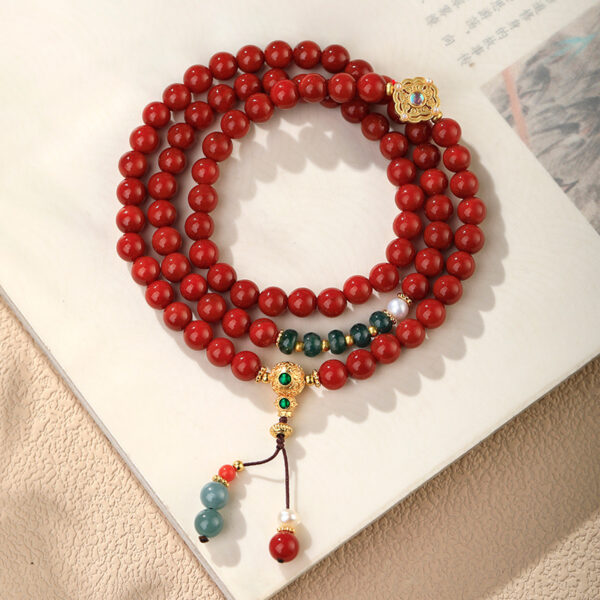 New Chinese Style Southern Red Agate Bracelet Three Ring Bracelet - Image 6
