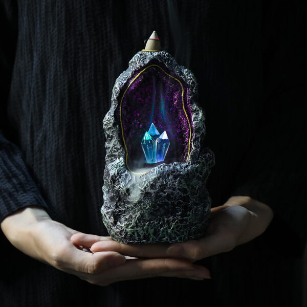 Creative Resin Backflow Incense Burner Crystal Cave LED Night Light - Image 4