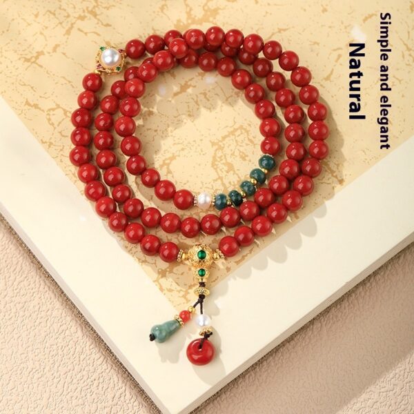 New Chinese Style Southern Red Agate Bracelet Three Ring Bracelet - Image 7