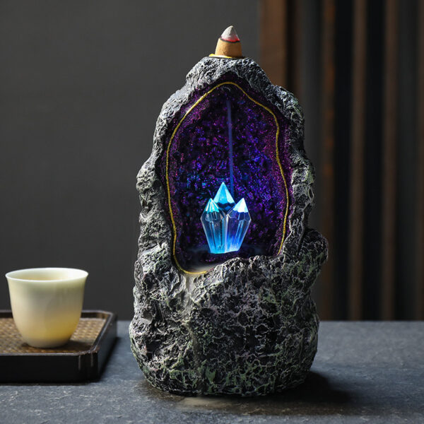 Creative Resin Backflow Incense Burner Crystal Cave LED Night Light - Image 5